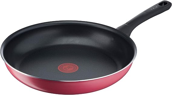 T-fal B55906 Frying Pan, 11.0 inches (28 cm), Compatible with Gas Stoves, Cranberry Red Frying Pan, Non-Stick, Red