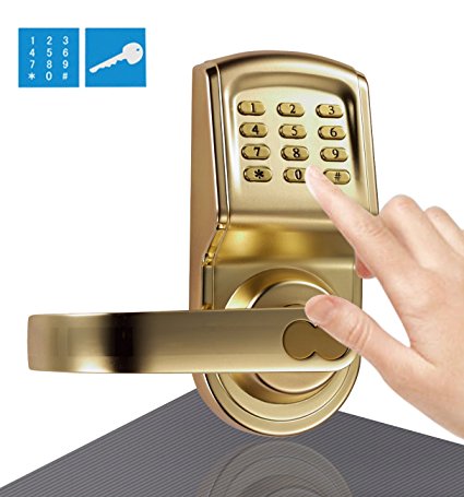 Keyless Smart Security Electronic Keyless Keypad Door Lock Knob Home Use Entry 6600-88 Silver