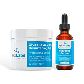 Skincare Pack: Glycolic Acid 20% Resurfacing Pads + Hydrolific Serum - Smoother, more Hydrated and more Radiant Skin in a Simple Treatment