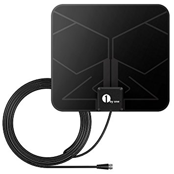 HDTV Antenna, 1byone Super Thin Digital Indoor HDTV Antenna - 25 Miles Range with 10ft High Performance Coax Cable, Extremely Soft Design and Lightweight