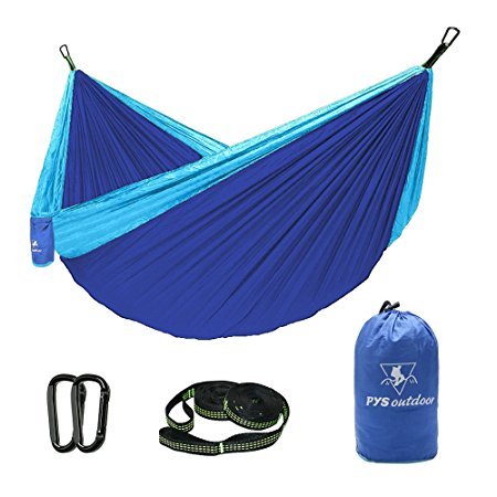 pys Camping Hammock Parachute Nylon Hammock with Tree Straps with Max 1000 lbs Breaking Capacity,Lightweight Carabiners Included For Backpacking or Hiking