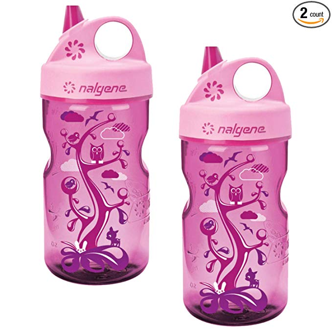 Nalgene Grip-n-Gulp Everyday Kids 12oz Water Bottle - 2 Pack (Pink Woodland)