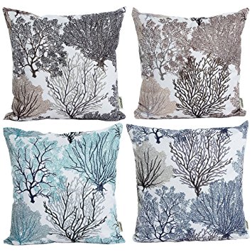 LAZAMYASA 4-Pack Beautiful Fashionable Design Square Decorative Throw Pillow Case Cushion Cover Tree Pattern Double-Sided Digital Printing Couch Pillowcase(Set of 4)