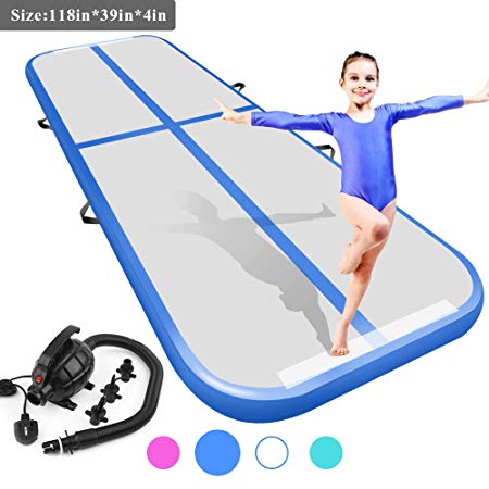 9.84ft/13.13ft/16.4ft/19.69ft/23ft/26ft/29ft/33ft/36.ft/39ft Air Track Tumbling Mat for Gymnastics Inflatable Airtrack Floor Mats with Electric Air Pump for Home Use Cheer Training Cheerleading