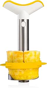 Vacu Vin Pineapple Slicer Stainless Steel - 3-in-1 Pineapple Corer, Cutter and Slicer - Peels, Cores and Slices Fresh Pineapple in 30 Seconds - Dishwasher Safe