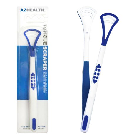 AZHEALTH Tongue Scraper and Cleaner Prevents Gum Disease for Complete Oral Care Blue