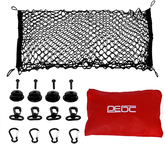 DEDC Rear Cargo Net Adjustable Pickup Trunk Cargo Net Hook Set Compatible for Pickup Trunk Bed Jeep SUV Trailer Van Pickup Storage (B Type)