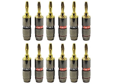 Sewell Direct SW-29221 Pro Maestro Banana Plugs with Gold Connectors, 6-Pair (Red/Black)