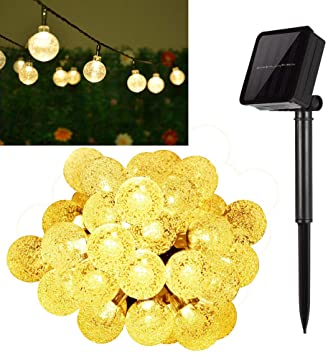 Solar String Lights,Hann 20ft 30 LEDs Crystal Ball 8 Working Modes Waterproof Outdoor String Lights Solar Powered Globe Fairy String Lights for Garden, Yard, Home, Landscape,Christmas Party