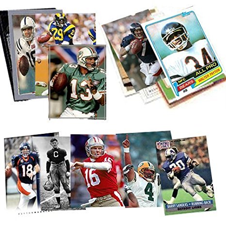 40 Football Hall-of-Fame & Superstar Cards Collection Including Dan Marino, Troy Aikman, Jim Thorpe, Joe Montana, John Elway, Barry Sanders, Ships in Protective Plastic Case Perfect for Gift Giving.