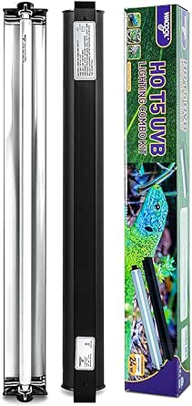 WACOOL 22" T5 HO UVB Reptile Light Fixture and T5 HO UVB Reptile Light Bulb 24W Kit, UVB5.0 Reptile Light & 22" Terrarium Hood Combo