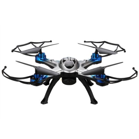 Floureon JJRC H29G Green 2.4G 4CH 6-Axis Gyro 5.8G Real-Time Transmission Strong Power LED Lights CF Mode Automatic Return RTF RC Quadcopter with HD 2MP Camera (Blue)