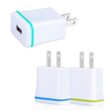USB Charger, CCLV 3-Pack 1Amp Universal USB Home Travel Wall Charger Adapter for iPhone 6, 6s, 6 Plus, 6s Plus, Tablet, Samsung Galaxy S7, S6 edge, Note 5, HTC, Nokia, LG, Sony and more USB Devices