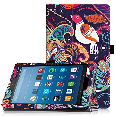 Famavala Folio Case Cover with Auto Wake/Sleep Feature for 8" Fire HD 8 Tablet [7th Generation 2017 / 6th Generation 2016] 8-Inch Tablet (TreeBird)