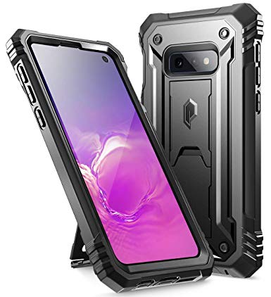Galaxy S10e Rugged Case with Kickstand, Poetic Heavy Duty Military Grade Full Body Cover, with Built-in-Screen Protector, Revolution Series, for Samsung Galaxy S10e 5.8 Inch (2019), Black