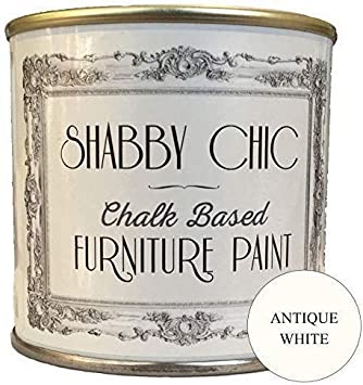 Shabby Chic Chalk Furniture Paint - Antique White 250ml - Chalked, Use on Wood, Stone, Brick, Metal, Plaster or Plastic, No Primer Needed, Made in The UK