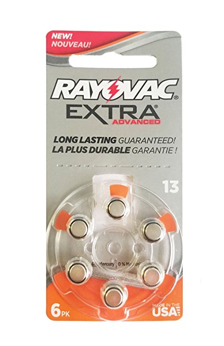 60 Rayovac Extra Mercury Free Hearing Aid Batteries Size: 13   Battery Holder Keychain Kit