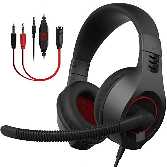 SENICC A2 3.5mm Gaming Headset for Xbox One PS4 PC Headphones with Microphone Noise Cancelling Lightweight Design Over Ear Headphones with Volume Control for Laptop Mac iPad Smartphones