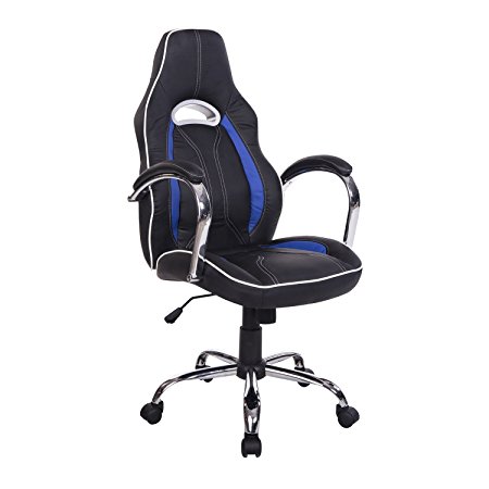 HomCom Race Car Style PU Leather Gaming / Office Chair - Blue