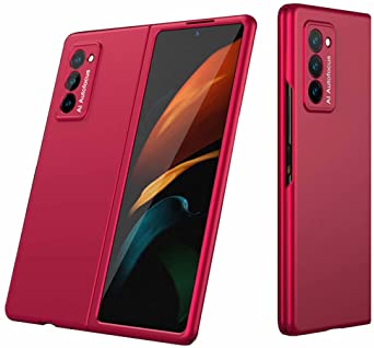 Ranyi for Samsung Galaxy Z Fold 2 5G case, Ultra Thin Matte Design 360 Full Body Protection Shock Absorbing Slim Fit Flexible Hard Bumper Rubber Case for Samsung Galaxy Z Fold 2 5G 7.6" -red