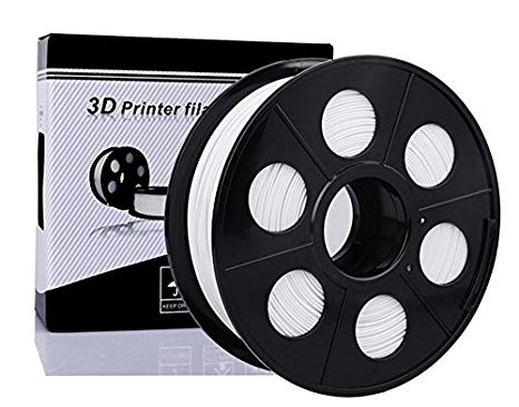 NOVESTE 3D Printer Filament ABS 1.75mm,  /- 0.02 mm, 2.2lbs 1KG White with Spool