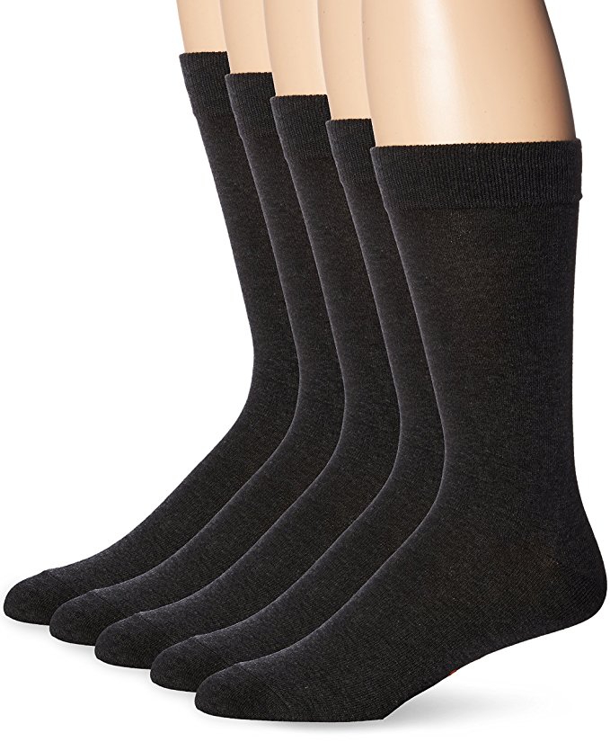 Dockers Men's 5 Pack Classics Dress Flat Knit Crew Socks