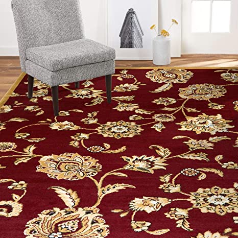 Home Dynamix Optimum Malin Area Rug 7'8" x10'4", Traditional Oriental Floral, Red/Beige