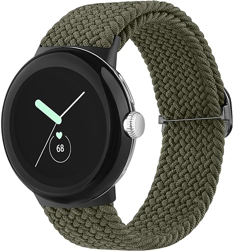 VANCLE Elastic Strap compatible with Google Pixel Watch/Pixel Watch 2 Strap, Stretchy Adjustable Nylon Loop Braided Replacement Strap Women Men