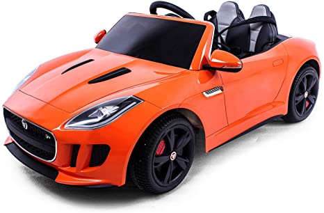 Jaguar Authorized Jaguar F-TYPE 12V Luxury Kids Ride On Car Battery Powered MP3 LED Door Open Kids Vehicle With Remote Control, Orange