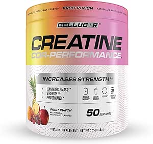 Cellucor Creatine Powder, Fruit Punch Flavor - Increases Strength, Lean Muscle Mass & Endurance, Micronized Creatine for Fast Absorption, 5g Creatine per Serving, 50 Servings