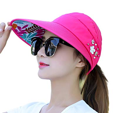 Orita New Women's Large Big Brim Anti-UV Beach Hat Foldable Summer Wide Brim Sunscreen UV Protection Visor Cap Sun Hat