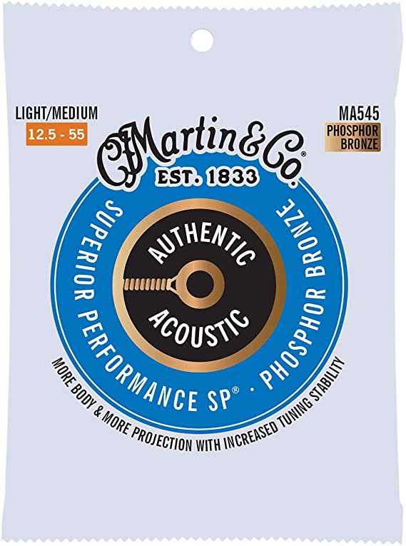 Martin Guitar MA545 Authentic Acoustic Bluegrass Guitar Strings, 92/8 Phosphor Bronze