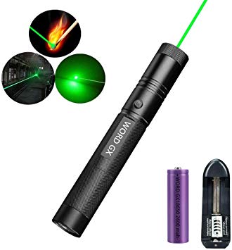 WORD GX Green Flashlight Pointer High Power Tactical Hunting Sight Multi-Function LED Lighting Astronomy Hobby Teaching Pen Demonstration Projector Pet Cat Toy (Green)