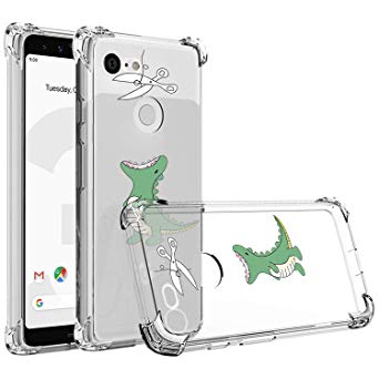 JAHOLAN Google Pixel 3 Case Cute Amusing Whimsical Design Green Hungry Dinosaur Clear TPU Soft Slim Flexible Silicone Cover Phone Case Compatible with Google Pixel 3