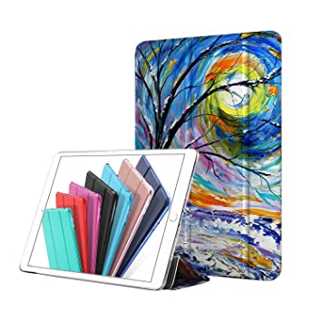 DuraSafe Cases for iPad Air 2 2014-9.7" A1567 A1566 Smart Tri Fold Printed Cover with Transparent Back - Color Emblem