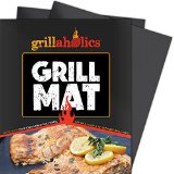 Grillaholics Grill Mat - Lifetime Guarantee - Set of 2 - Best in BBQ Accessories - Heavy Duty Reusable - FREE Bonus - Nonstick Grilling Surface for Gas Charcoal Electric - Better than Pan or Basket