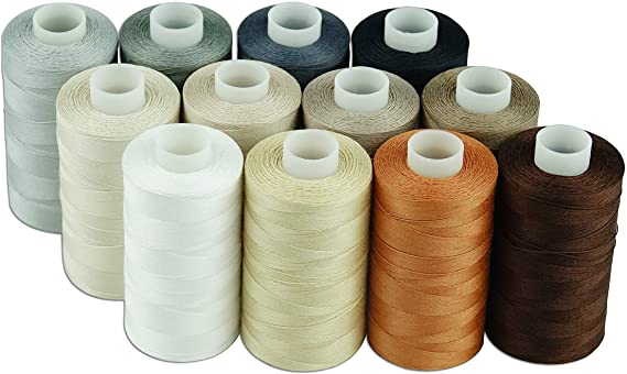 Simthread 12 Neutral Colors All Purposes Cotton Quilting Thread 50s/3 Thread for Piecing Sewing etc - 550 Yards Each