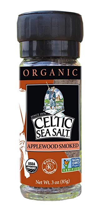 Gourmet Celtic Sea Salt Organic Applewood Smoked Seasoning Salt – Versatile Smoked Seasoning with a Bold, Distinctive Flavor, Hand Crafted and Nutritious, 3 Ounces