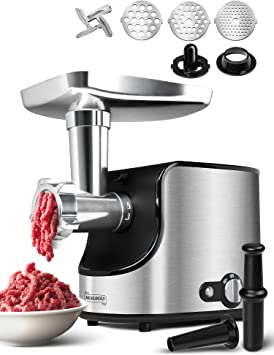 MICHELANGELO Meat Grinder Electric 3 in 1 Meat Mincer & Sausage Stuffer Maker,[500W] 2 Speed Food Grinder for Home Use & Commercial with Sausage & Kubbe Kits, Size #10