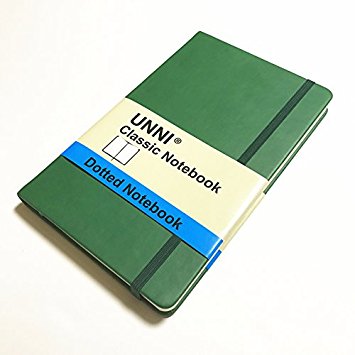 UNNI Classic Notebook Journal, Size:5" X 8.25", A5, Green Color, Dotted Grid Page, 240 Pages, Hard Cover/Fine PU Leather, Inner Pocket, Quality Paper - 80gsm | Designed in San Francisco