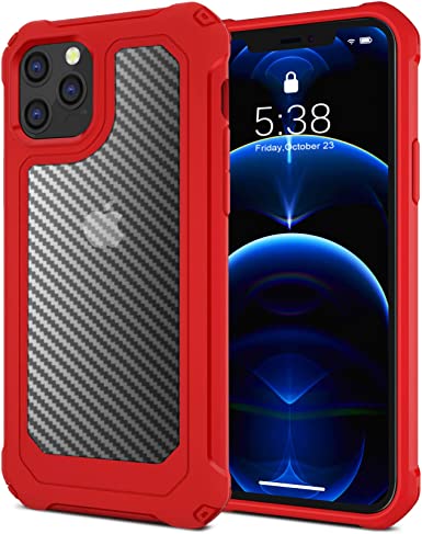ATUAT Compatible with iPhone 12 Pro Max Case, Military-Grade Shockproof Drop Protection Cover for 6.7inch - Red