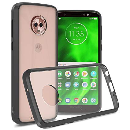 Moto G6 Clear Case, CoverON [ClearGuard Series] Slim Fit Phone Cover with Clear Hard Back and TPU Bumpers for Motorola Moto G6 - Clear with Black Rim