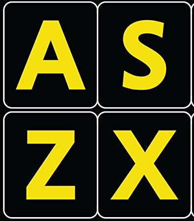 ENGLISH US LARGE LETTERS BLACK-YELLOW KEYBOARD STICKERS EXELLENT FOR LOW VISION CONTRAST COLORS