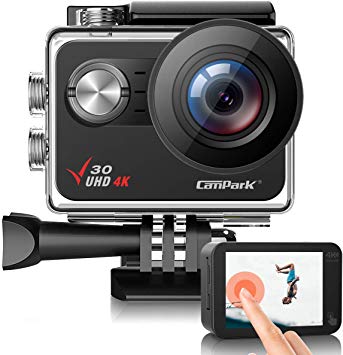 Campark V30 Native 4K Action Camera 20MP EIS Touch Screen WiFi Waterproof Camera with Optional View Angle, 2 1350mAh Batteries and Mounting Accessories Kit Compatible with GoPro