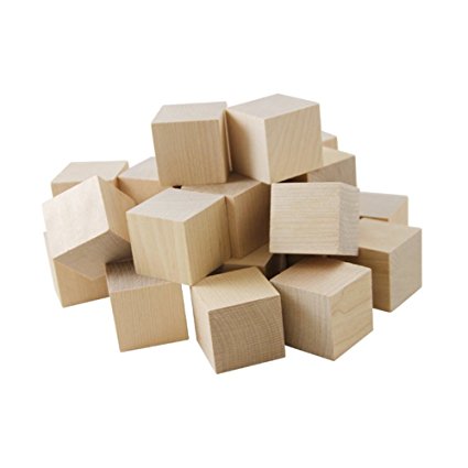 Wooden Cubes - 1-1/2 Inch - Wood Square Blocks For Photo Blocks, Crafts & DIY Projects (1-1/2") - by Craftparts Direct - Bag of 24