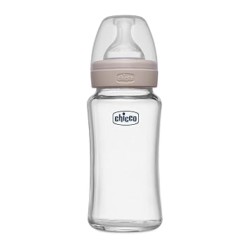 Chicco Well-Being Glass Feeding Bottle (240ml, Medium Flow) (Neutral)