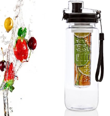 Fruit Infused Water Bottle - Sports Strap Increase Overall Health Great For Outdoor Enthusiasts As A Tea Tumbler and Travel Companion