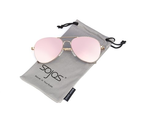 SojoS Classic Aviator Metal Frame Mirror Lens Sunglasses with Spring Hinges SJ1030