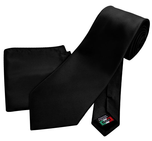 Enimay Men's Paisley/Solid Combo Pack 2pc Set Tie and Handkerchief