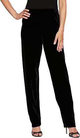 Alex Evenings Women's Straight Leg Full Length Velvet Dress Pant (Regular Petite)